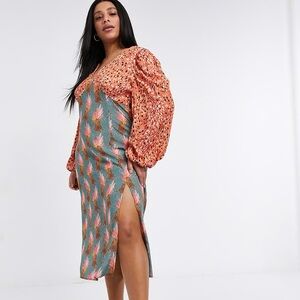 NEVER FULLY DRESSED Contrast Midi Dress With Leg slit size 2